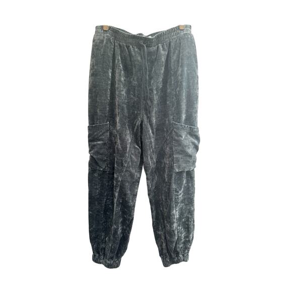 Urban Outfitters Jogger Crushed Velvet Large Penelope Cargo Pants Baggy #5334 - Picture 1 of 12